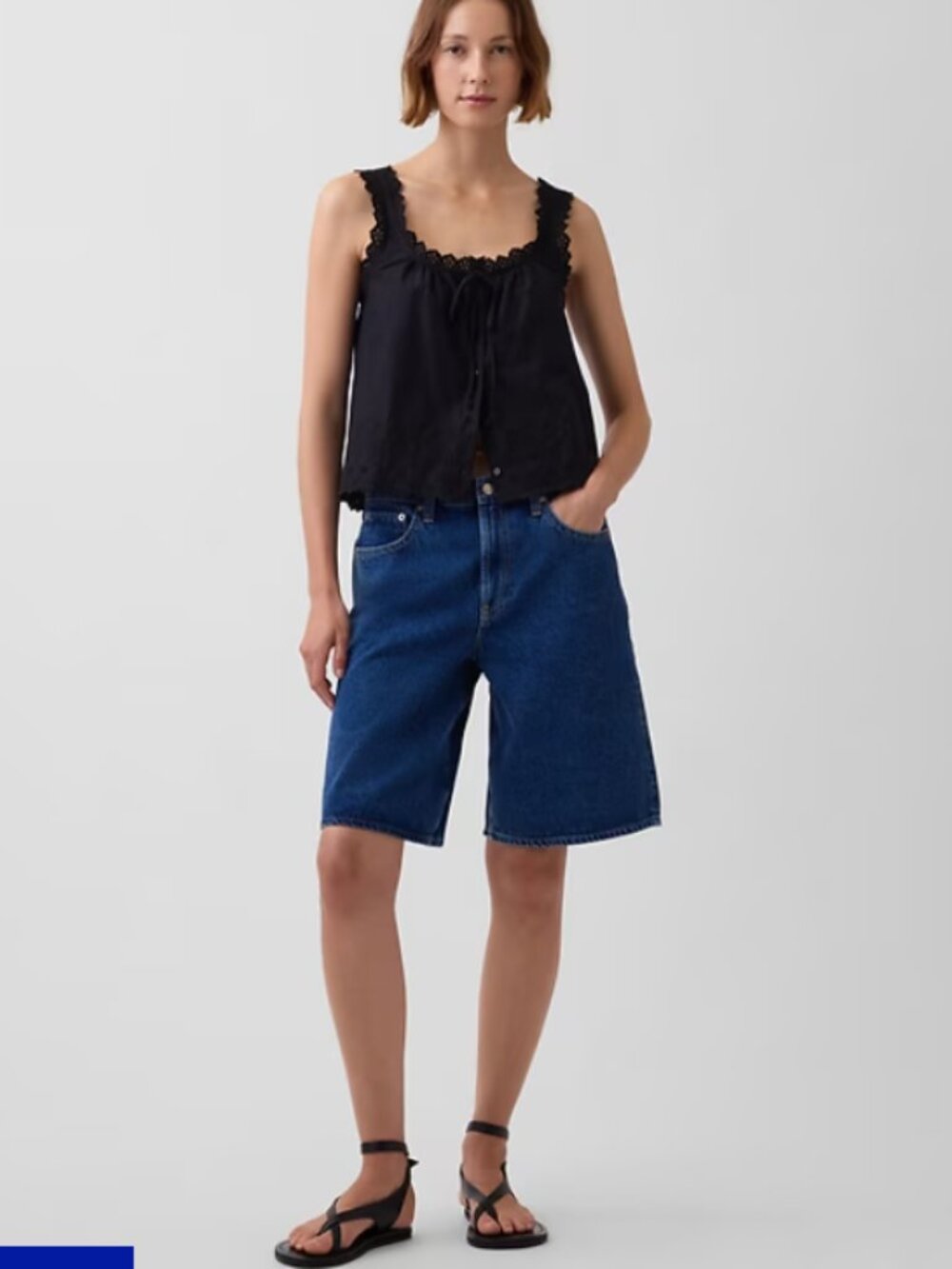 NWT Gap Midrise Longline Denim Shorts 30 Medium Indigo